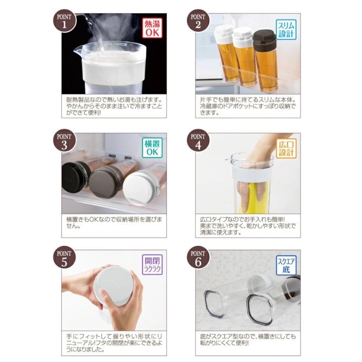 可橫放耐熱冷水壺 | 1.1L | 灰色 | TAKEYA | 日本製 | TY-140976 停產